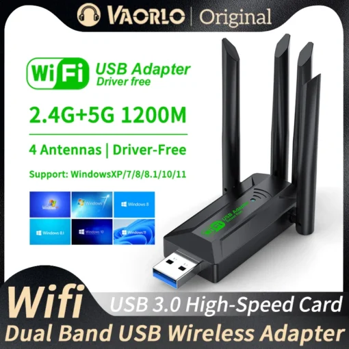 1200Mbps WiFi USB Adapter Dual Band 2.4G+5Ghz Wi-Fi Dongle 4 Antenna 802.11AC USB3.0 High-Speed Wireless Card Receiver PC/Laptop - Image 2