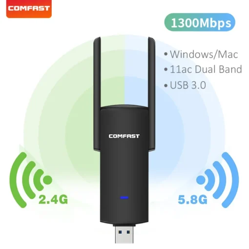 COMFAST 1300Mbps USB Wifi Adapter Drive-free 2.4G/5.8G Network Card 2*2dBi Antenna Wi-Fi Dongle Dual Band Wi Fi Receiver For PC - Image 3